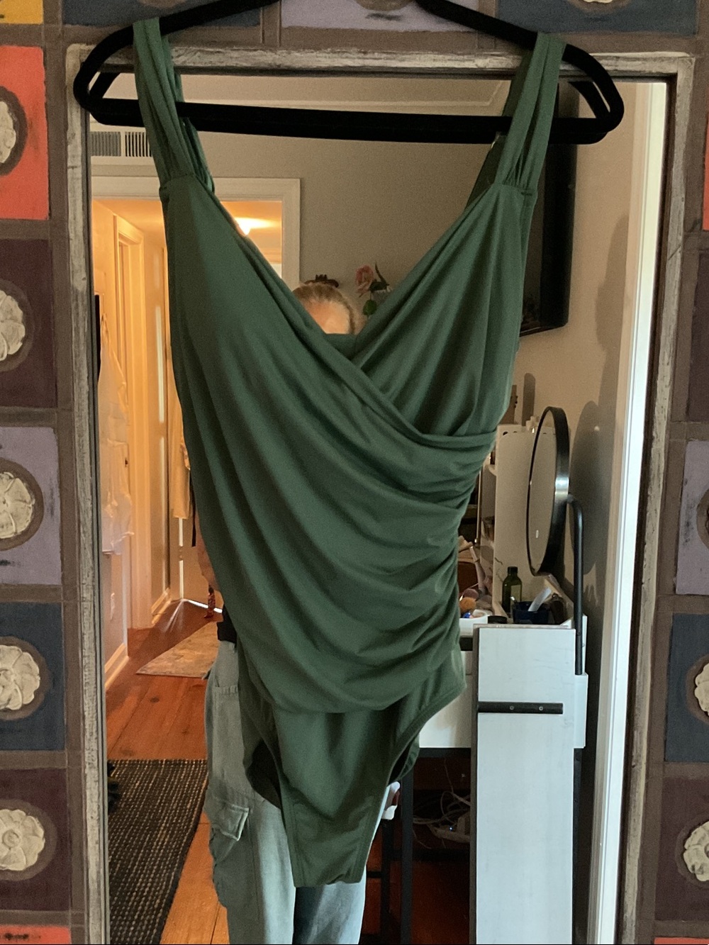Jantzen Olive Green Draped One-Piece Swimsuit